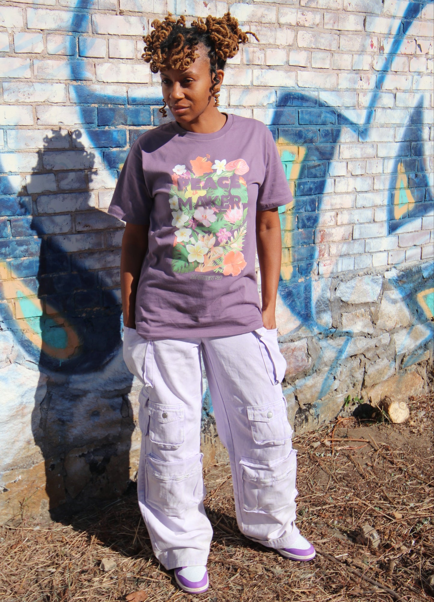 Peace Maker Tee- Ash Purple