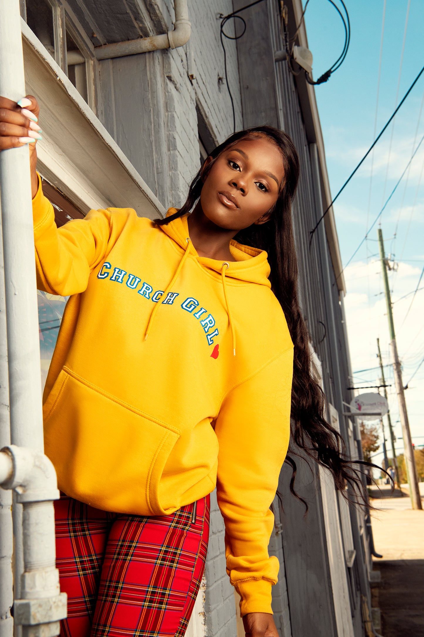 Church Girl Varsity Hoodie- Mustard